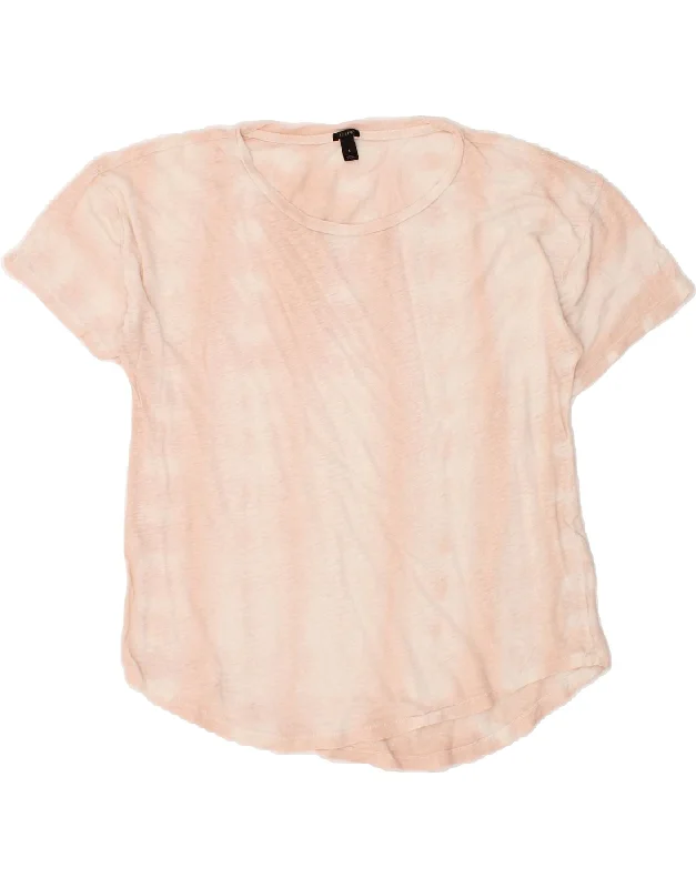 J. CREW Womens T-Shirt Top UK 16 Large Pink Tie Dye Linen Striped Floral Plaid