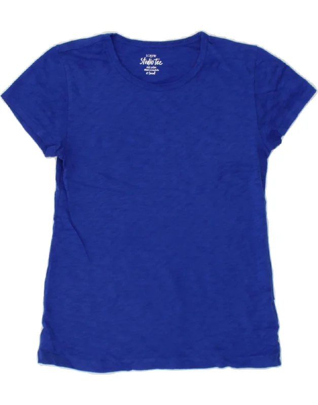 J. CREW Womens T-Shirt Top UK 6 XS Blue Cotton Lace Blend Ribbed Blend Corduroy Blend