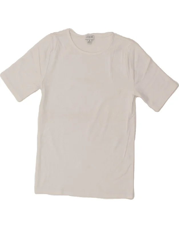 J. CREW Womens T-Shirt Top  UK 8 Small White Cotton Handmade Hand-knitted Hand-woven
