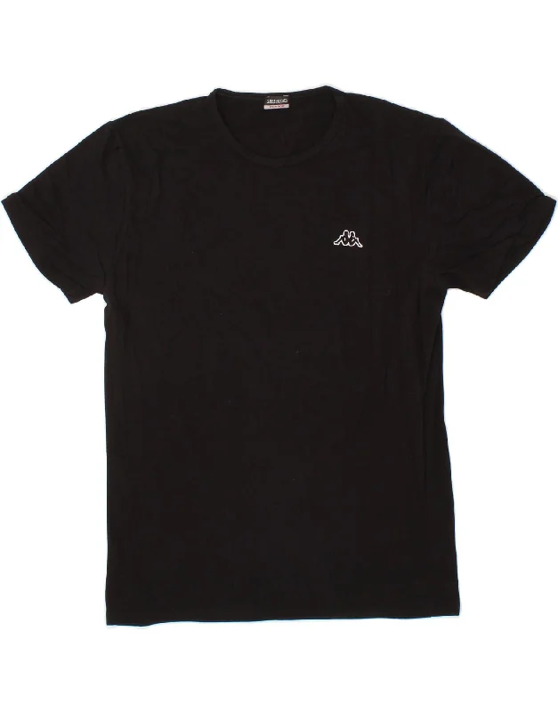 KAPPA Womens T-Shirt Top UK 18 XL Black Cotton Collared Crew Neck Turtle Neck