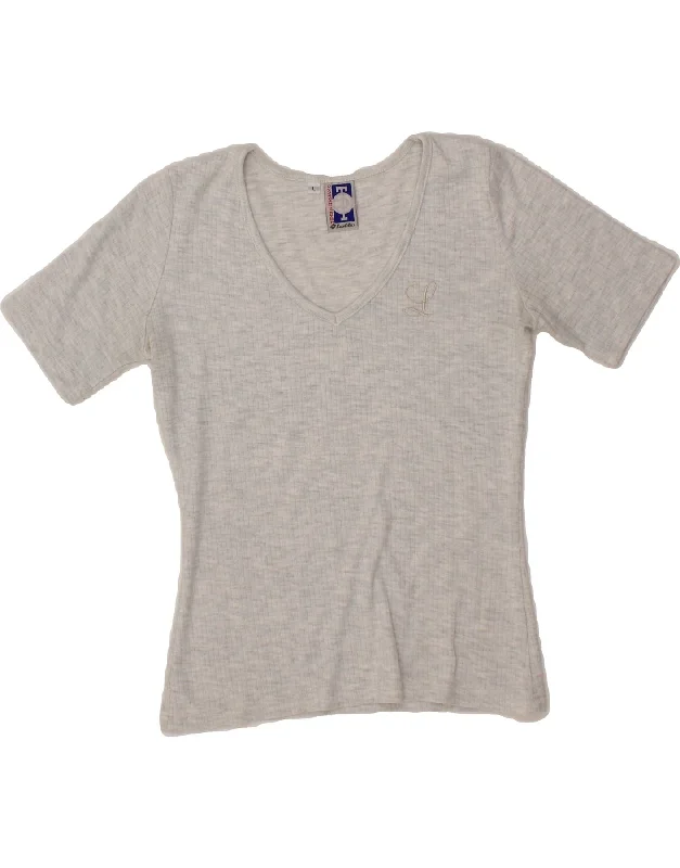 LOTTO Womens T-Shirt Top UK 14 Large Grey Jersey Fabric Tulle Fabric Batik Fabric