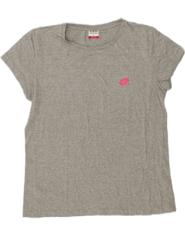 LOTTO Womens T-Shirt Top UK 18 XL Grey Cotton Knit Fabric Woven Fabric Fleece Fabric