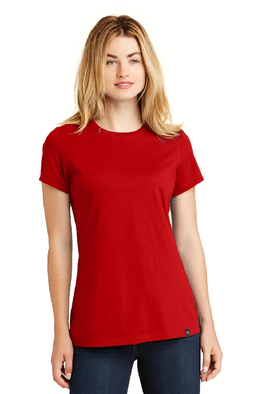 New Era Womens Heritage Short Sleeve Crewneck T-Shirt - Scarlet Red - Closeout Satin Fabric Silk Fabric Chiffon Fabric
