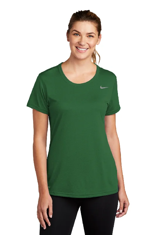Nike Womens Legend Dri-Fit Moisture Wicking Short Sleeve Crewneck T-Shirt - Gorge Green Spandex Blend Rayon Blend Denim Blend