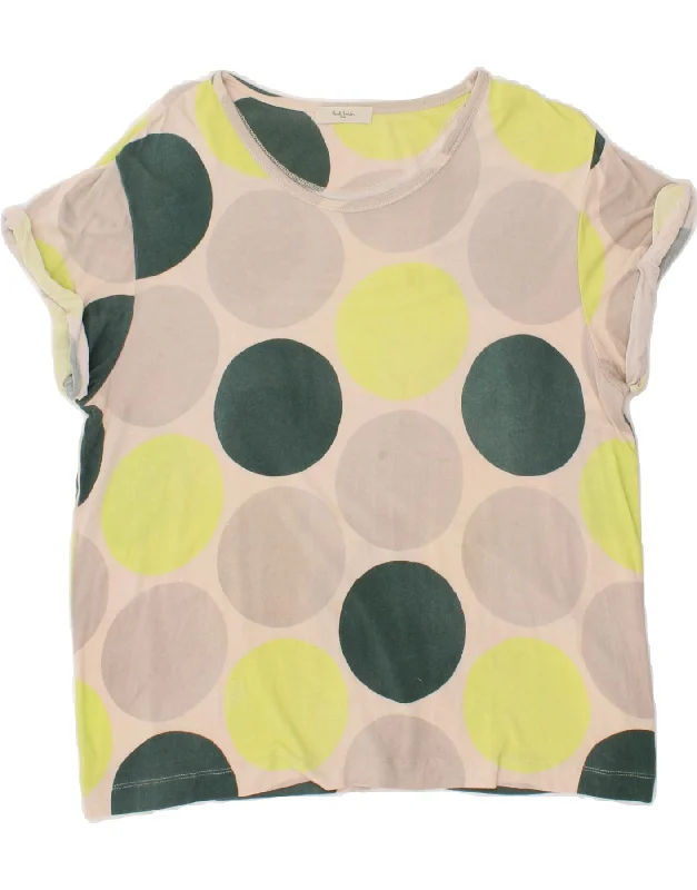PAUL SMITH Womens T-Shirt Top UK 14 Medium Grey Spotted Zippered Buttoned Snapped