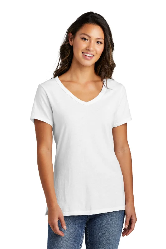 Port & Company Womens Beach Wash Garment Dyed Short Sleeve V-Neck T-Shirt - White Wool Fabric Cashmere Fabric Tweed Fabric