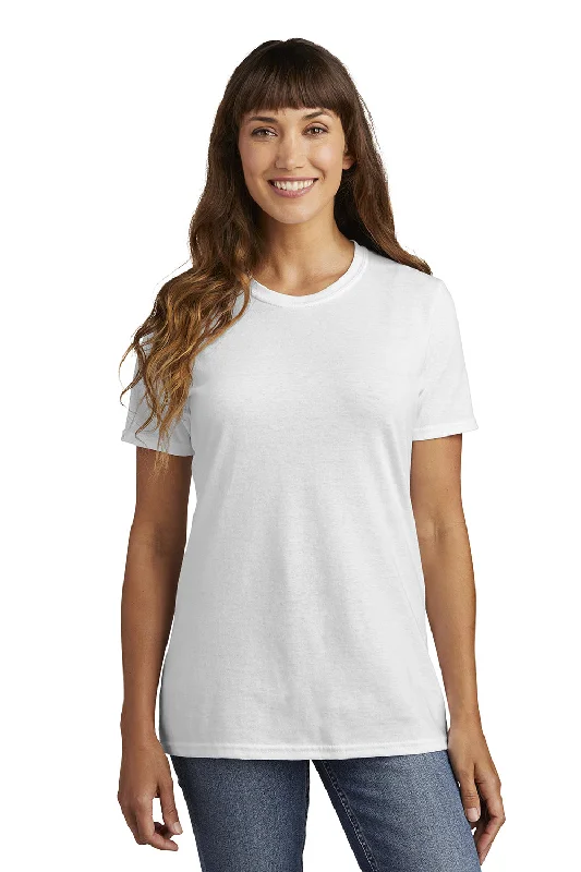 Port & Company Womens Core Short Sleeve Crewneck T-Shirt - White Hooded Caped Shawl Collar
