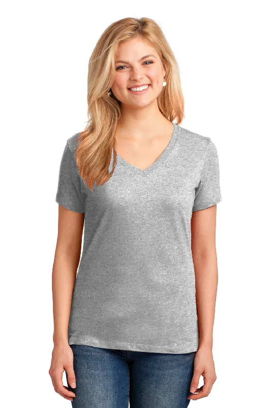 Port & Company Womens Core Short Sleeve V-Neck T-Shirt - Ash Grey Plaid T-Shirt Polka Dot Checkered