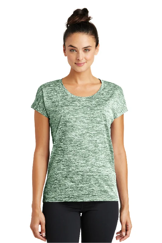 Sport-Tek Womens Electric Heather Moisture Wicking Short Sleeve Crewneck T-Shirt - Forest Green Electric - Closeout Thin T-Shirt Open Front Quick Dry