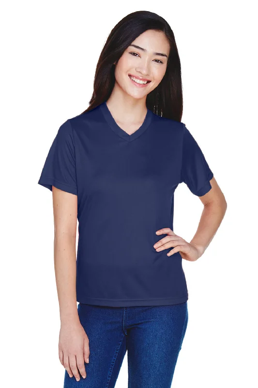 Team 365 Womens Zone Performance Moisture Wicking Short Sleeve V-Neck T-Shirt - Dark Navy Blue Oversized T-Shirt Spandex breathable