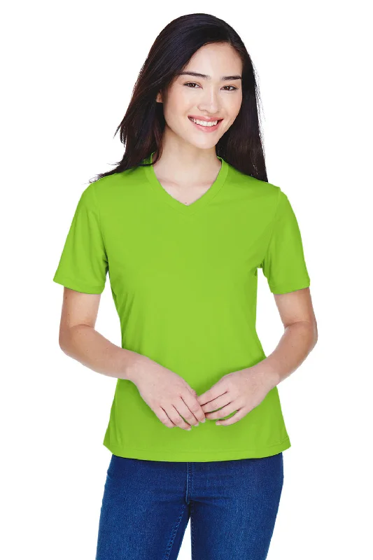 Team 365 Womens Zone Performance Moisture Wicking Short Sleeve V-Neck T-Shirt - Acid Green Modern Contemporary Chic
