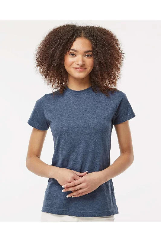 Tultex Womens Fine Jersey Classic Fit Short Sleeve Crewneck T-Shirt - Heather Denim Blue - NEW Solid Color Striped Floral