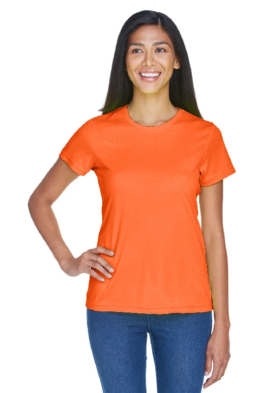 UltraClub Womens Cool & Dry Performance Moisture Wicking Short Sleeve Crewneck T-Shirt - Bright Orange Houndstooth Herringbone Solid