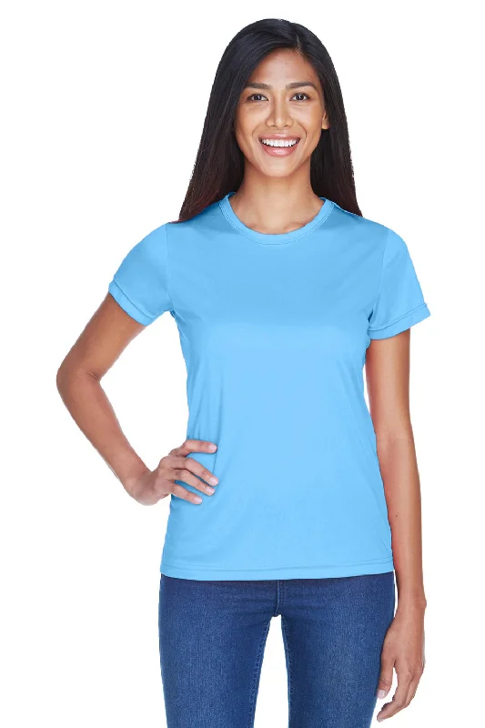 UltraClub Womens Cool & Dry Performance Moisture Wicking Short Sleeve Crewneck T-Shirt - Columbia Blue Cotton Fabric Linen Fabric Terry Fabric