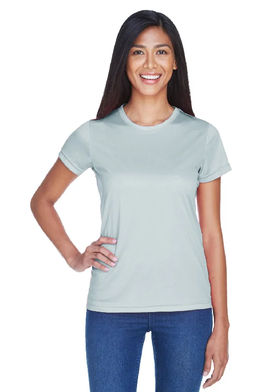 UltraClub Womens Cool & Dry Performance Moisture Wicking Short Sleeve Crewneck T-Shirt - Grey Welt Pockets Slit Pockets Flap Pockets