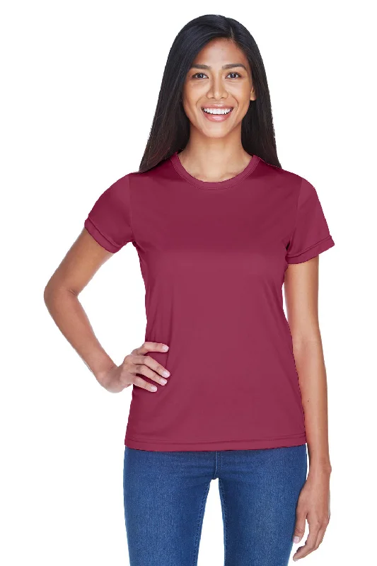 UltraClub Womens Cool & Dry Performance Moisture Wicking Short Sleeve Crewneck T-Shirt - Maroon Fitted T-Shirt Seamless Stretchy
