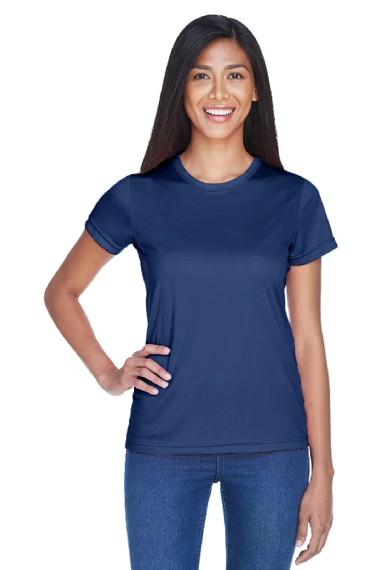 UltraClub Womens Cool & Dry Performance Moisture Wicking Short Sleeve Crewneck T-Shirt - Navy Blue Collared Crew Neck Turtle Neck