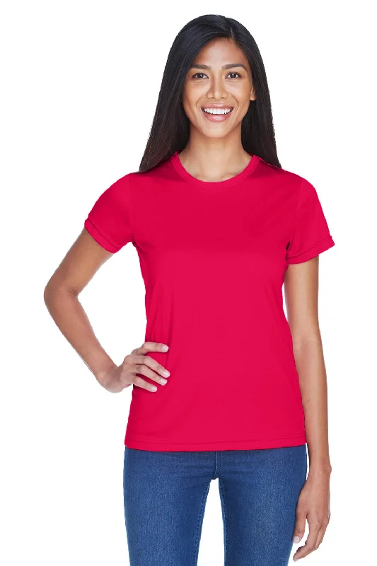 UltraClub Womens Cool & Dry Performance Moisture Wicking Short Sleeve Crewneck T-Shirt - Red Graphic T-Shirt Round Neck Polyester