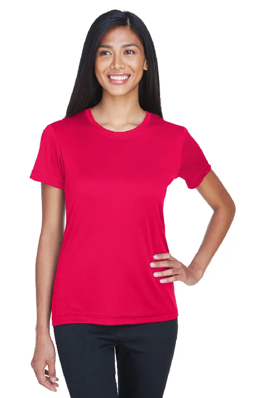 UltraClub Womens Cool & Dry Performance Moisture Wicking Short Sleeve Crewneck T-Shirt - Red Polka Dot Checkered Tartan