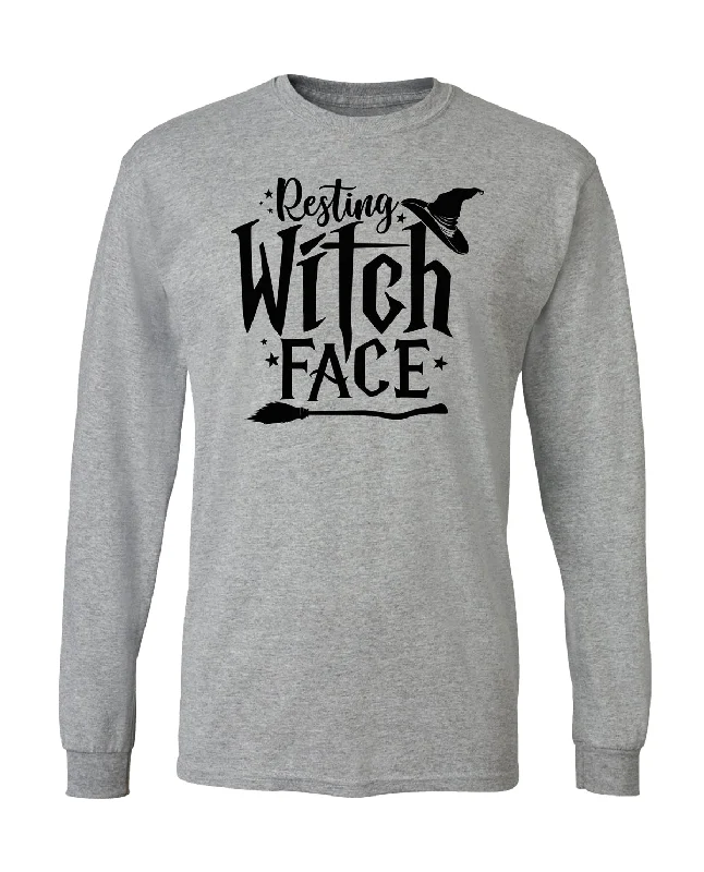 Missy Witch Face Long Sleeve T-Shirt Lace Blend Ribbed Blend Corduroy Blend