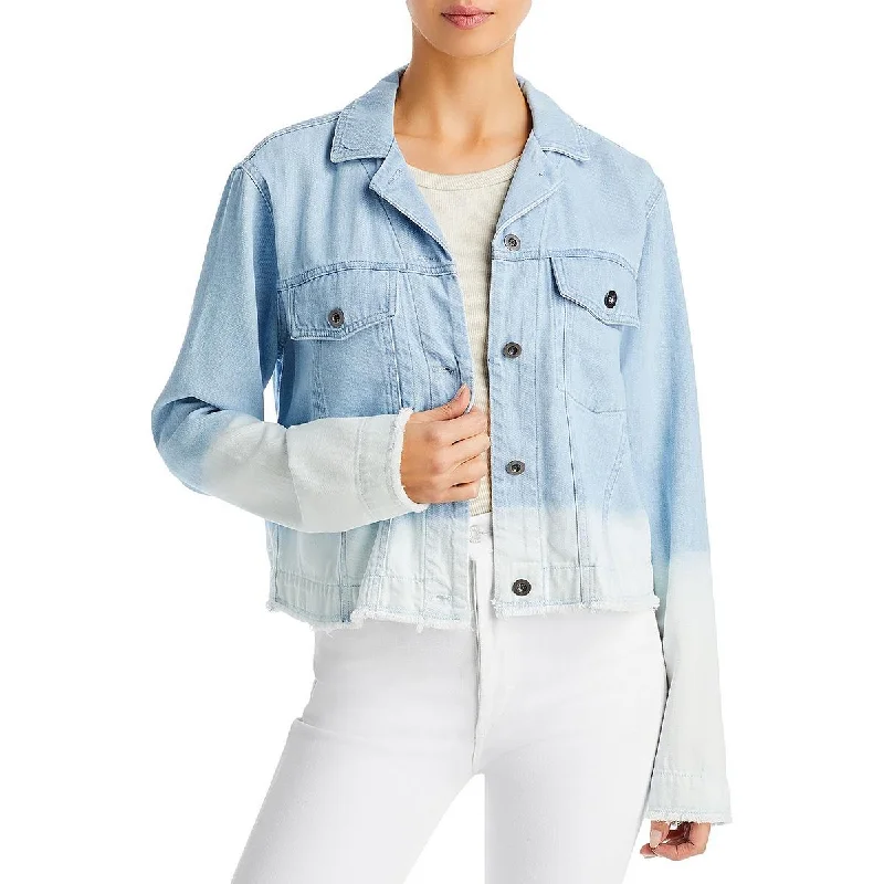 Bella Dahl Womens Coco Tencel Cold Weather Denim Jacket One-Shoulder Jacket Off-the-Shoulder Jacket Asymmetrical Jacket