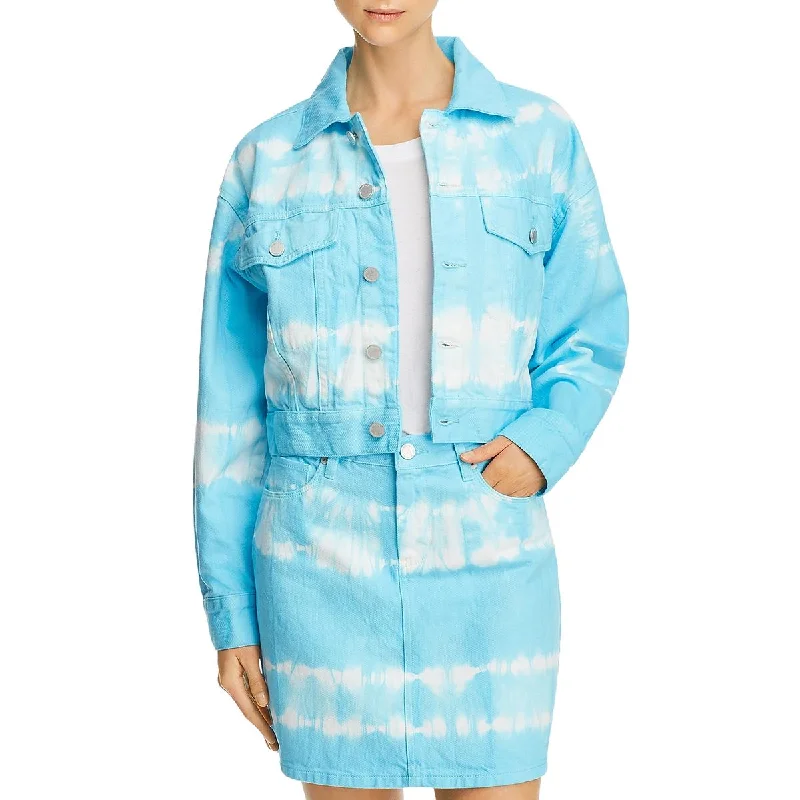 [BLANKNYC] Womens Cropped Cotton Denim Jacket Tiered Jacket Buttoned Jacket Zippered Jacket