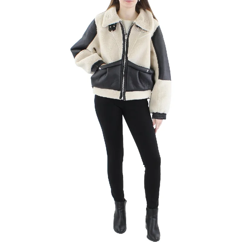 [BLANKNYC] Womens Faux Leather Long Sleeves Bomber Jacket Toggled Jacket Drawstring Jacket Belted Jacket