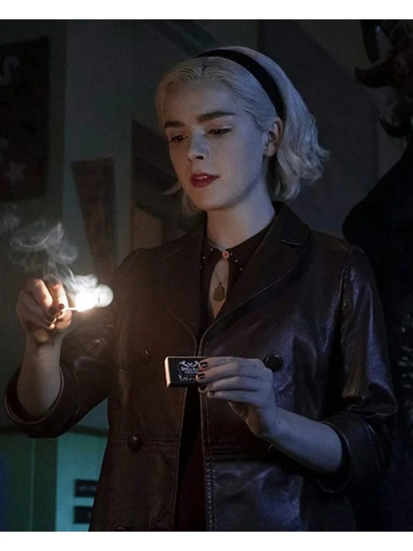 Kiernan Shipka Season 2 Leather Jacket Front Pockets Side Pockets Patch Pockets