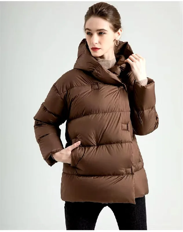 Cozy Women's Duck Down Hooded Jacket – Ultimate Winter Warmth Print Jacket Jacquard Jacket Embroidered Jacket