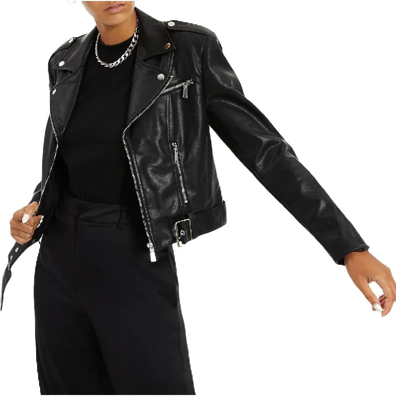 Danielle Bernstein Womens Heavy Short Motorcycle Jacket Cotton Fabric Linen Fabric Terry Fabric