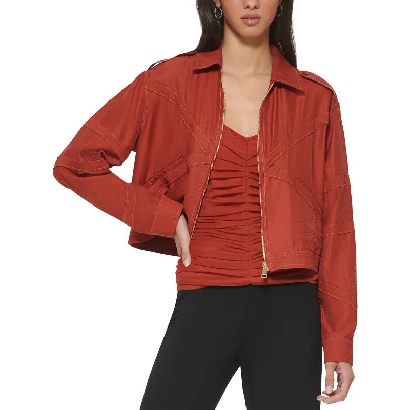 DKNY Womens Collar Rayon Shirt Jacket Cardigan Sweater Pullover