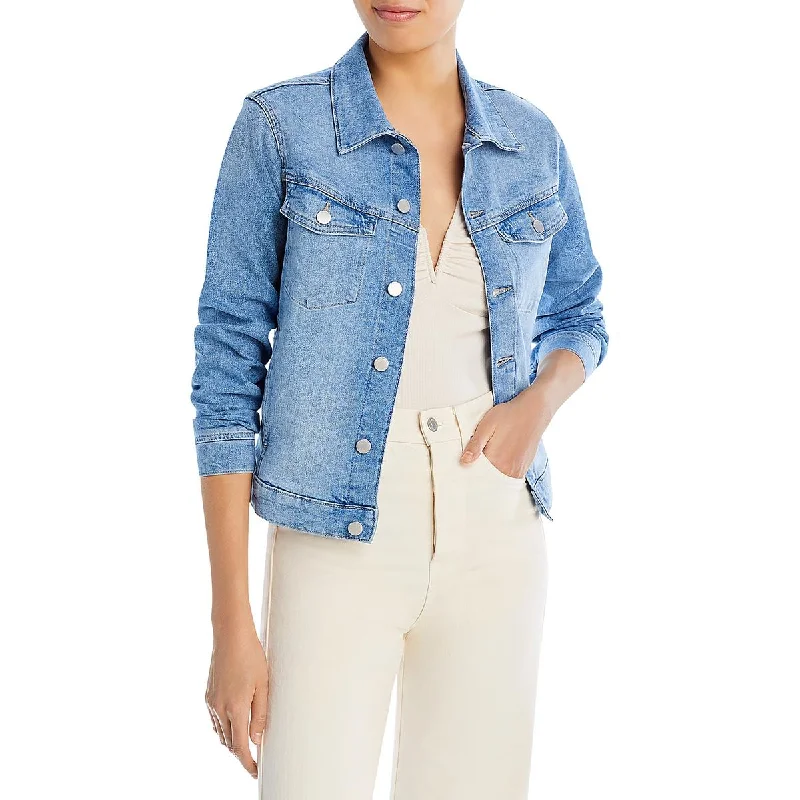 DL1961 Womens Vika Trucker Cold Weather Denim Jacket One-Shoulder Jacket Off-the-Shoulder Jacket Asymmetrical Jacket
