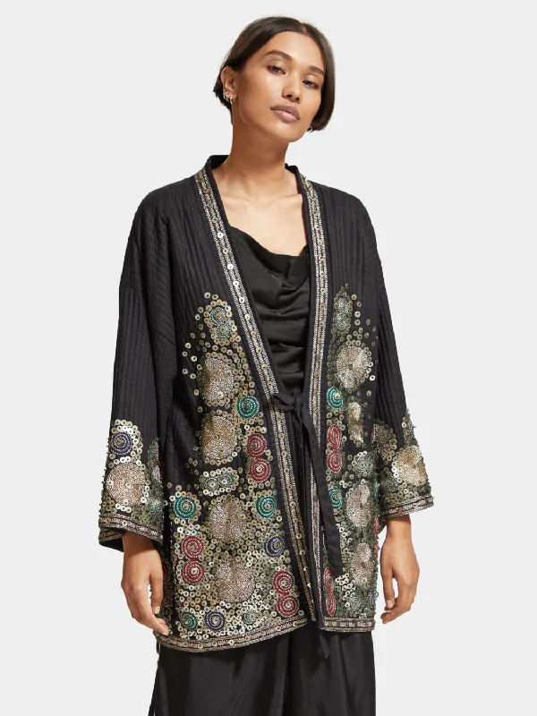 Embroidered kimono jacket Cardigan Sweater Pullover