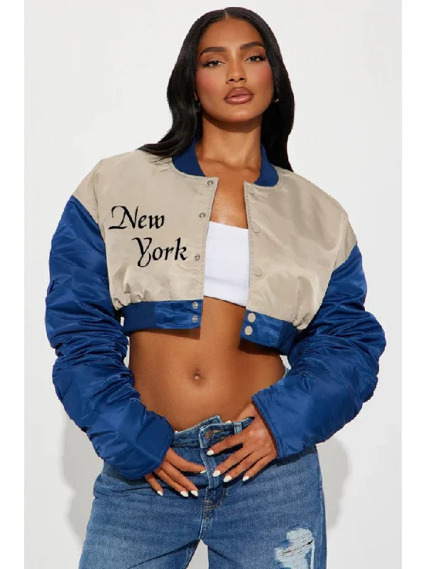 Embroidery Colorblock Ruched Bomber Jacket Collared Jacket Crew Neck Jacket Turtle Neck Jacket