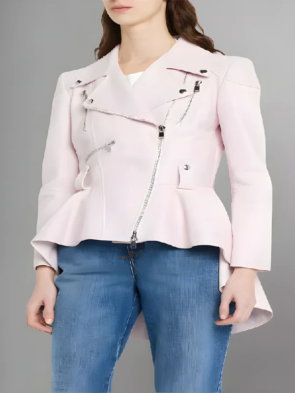 Women's Fitted Leather Biker Peplum Jacket Jacket Blazer Coat