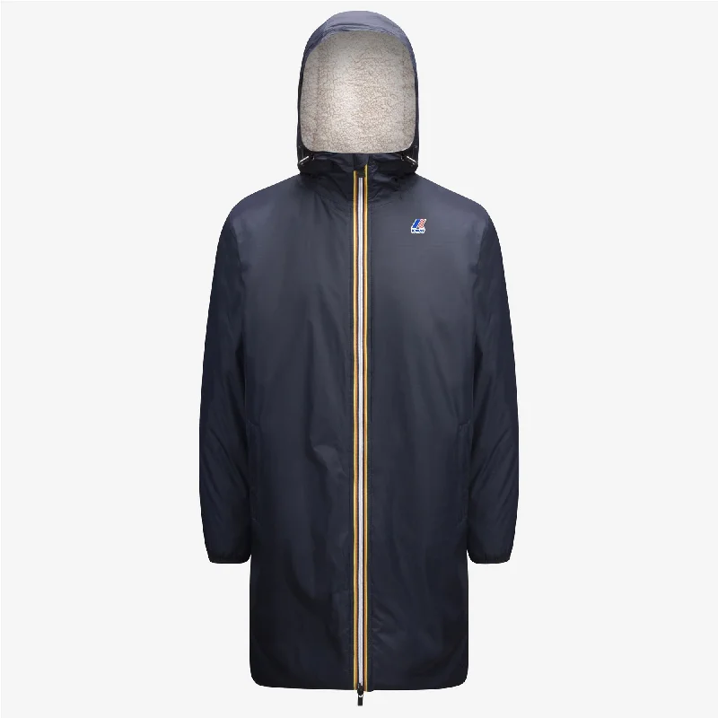 Eiffel Orsetto - Unisex Sherpa Lined Waterproof Rain Jacket in Blue Depht Satin Fabric Silk Fabric Chiffon Fabric