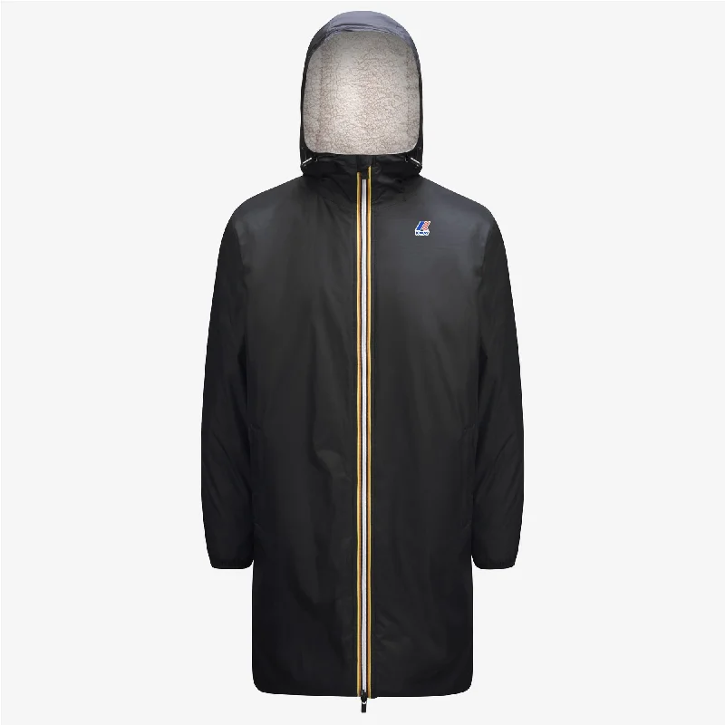 Eiffel Orsetto - Unisex Sherpa Lined Waterproof Rain Jacket in Black Pure Notch Collar Peter Pan Collar Cowl Neck