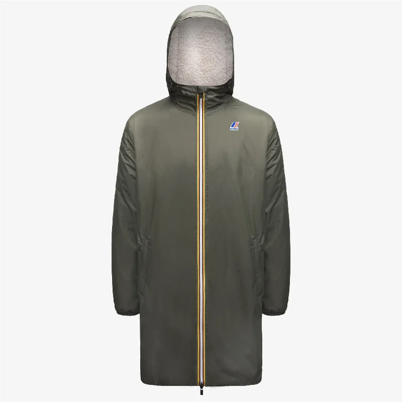 Eiffel Orsetto - Unisex Sherpa Lined Waterproof Rain Jacket in Green Blackish Tiered Jacket Buttoned Jacket Zippered Jacket