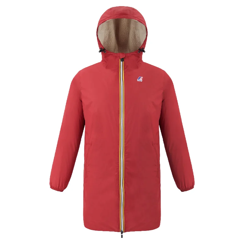 Eiffel Orsetto - Unisex Sherpa Lined Waterproof Rain Jacket in Red Dk Striped Jacket Polka Dot Jacket Floral Jacket