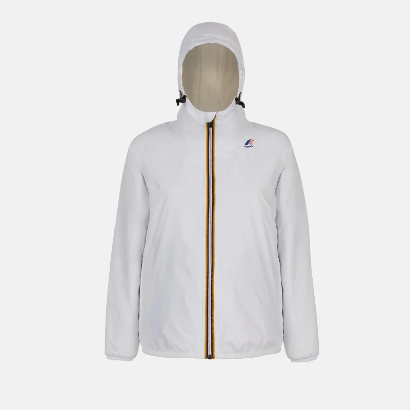 Claude Orsetto - Unisex Sherpa Lined Waterproof Full Zip Rain Jacket in White Knit Jacket Woven Jacket Fleece Jacket