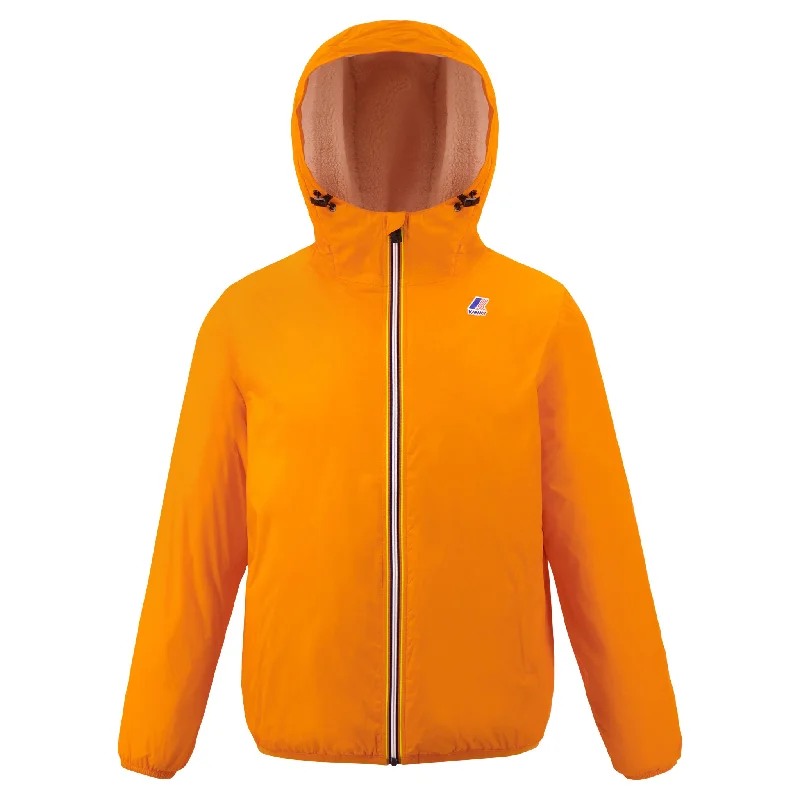 Claude Orsetto - Unisex Sherpa Lined Waterproof Full Zip Rain Jacket in Orange Tailored Jacket Straight Jacket A-Line Jacket