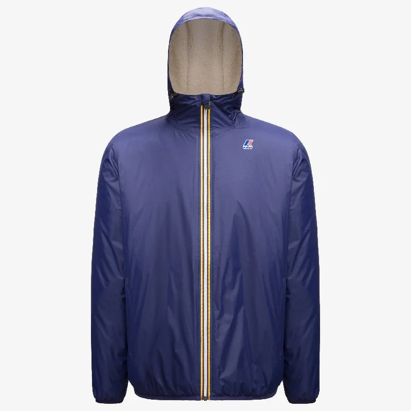 Claude Orsetto - Unisex Sherpa Lined Waterproof Full Zip Rain Jacket in Blue Medieval Fitted Jacket Loose Jacket Oversized Jacket