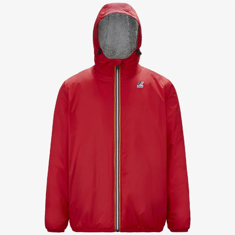 Claude Orsetto - Unisex Sherpa Lined Waterproof Full Zip Rain Jacket in Red Anorak Shell Jacket Lightweight Jacket