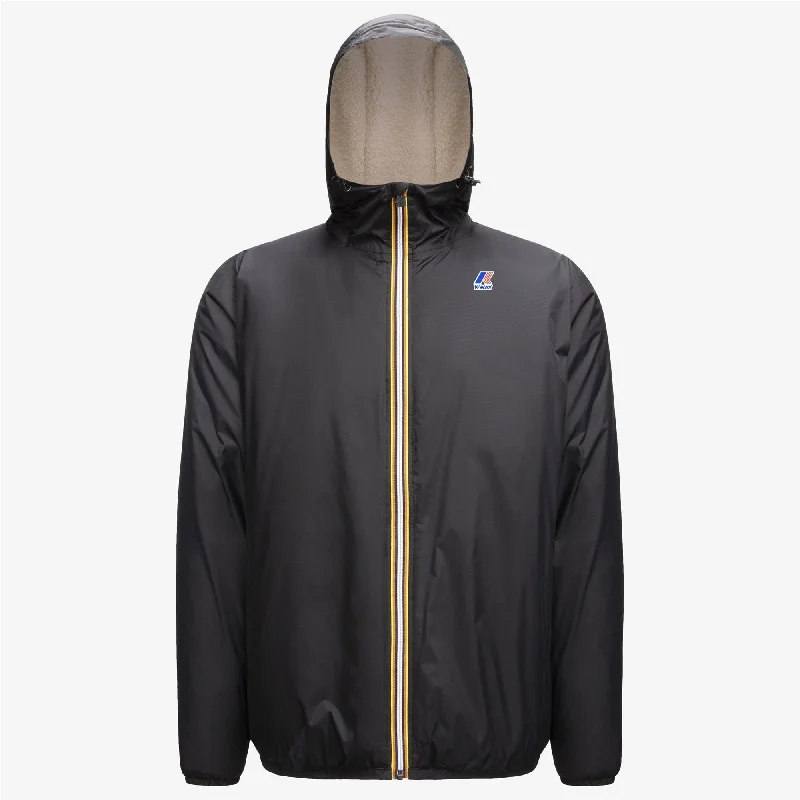 Claude Orsetto - Unisex Sherpa Lined Waterproof Full Zip Rain Jacket in Black Pure Bomber Jacket Anorak Windbreaker
