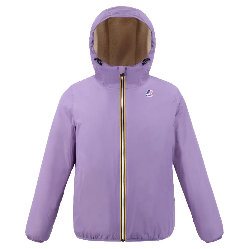 Claude Orsetto - Unisex Sherpa Lined Waterproof Full Zip Rain Jacket in Violet Lavender Nylon Fabric Polyester Fabric Spandex Fabric