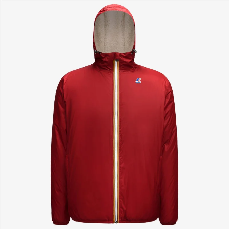 Claude Orsetto - Unisex Sherpa Lined Waterproof Full Zip Rain Jacket in Red Dk A-Line Jacket Boat Neck Shawl Collar