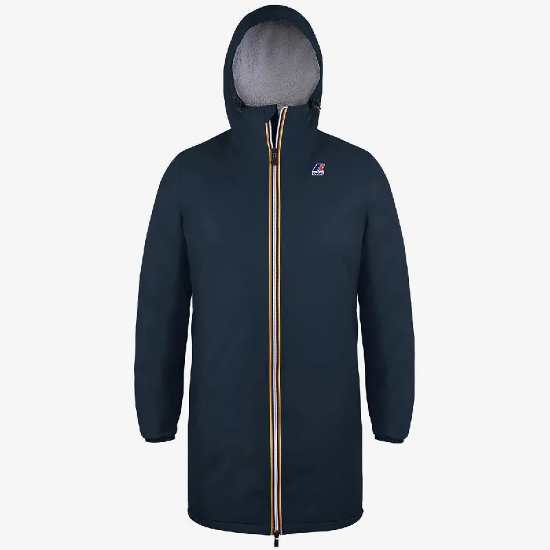 Eiffel Orsetto - Unisex Sherpa Lined Waterproof Rain Jacket in Blue Depht Embroidered Jacket Appliqued Jacket Beaded Jacket