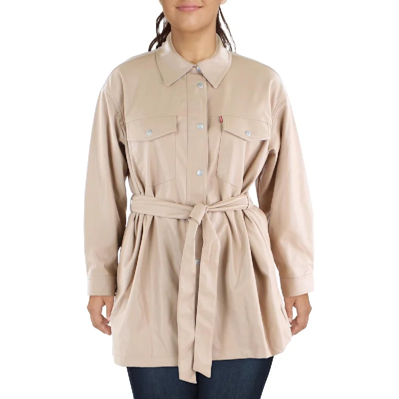 Levi's Womens Plus Pocket Warm Soft Shell Jacket Notch Collar Peter Pan Collar Cowl Neck