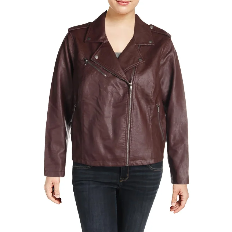 Levi's Womens Plus Faux Leather Moto Leather Jacket Jersey Jacket Tulle Jacket Batik Jacket
