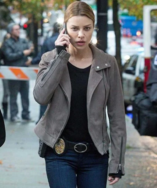 Lucifer Chloe Decker Grey Jacket Zippered Front Buttoned Front Snap Front